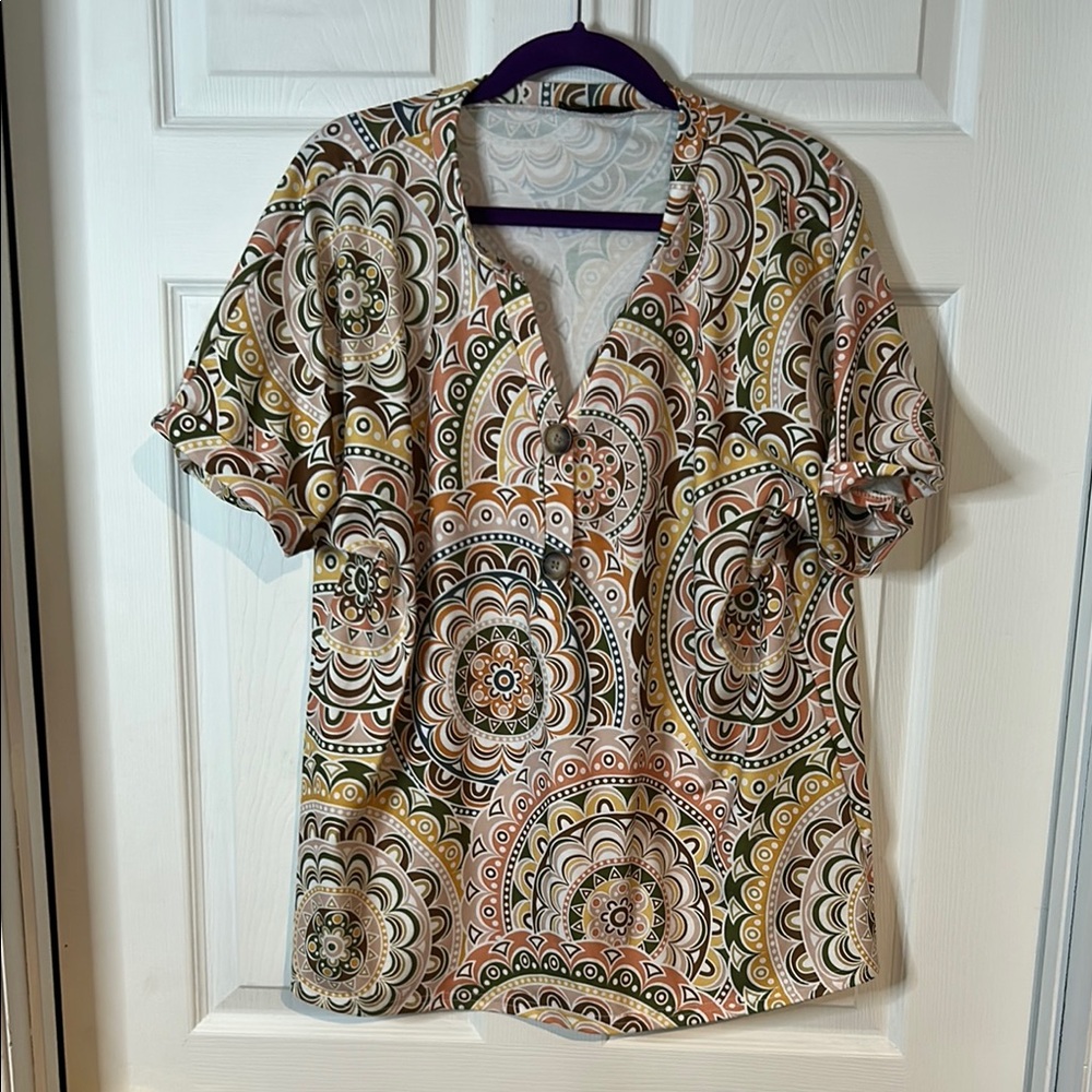 Multicolor Patterned Blouse NWOT